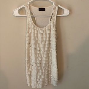 Love Kisses White Layered Tank Top Sz M